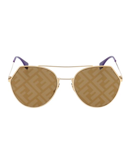 Fendi Brown Metal Sunglasses