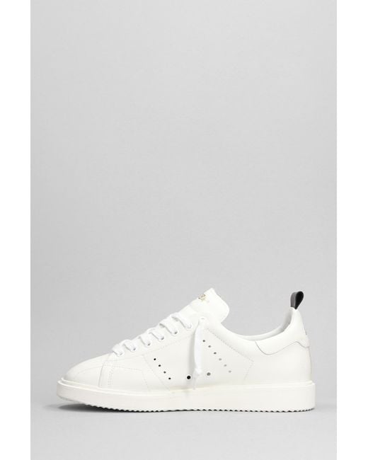 Golden Goose Deluxe Brand White Starter Sneakers In Leather for men