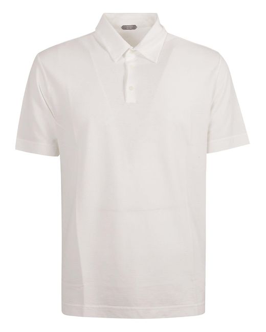 Zanone White Regular Plain Polo Shirt for men