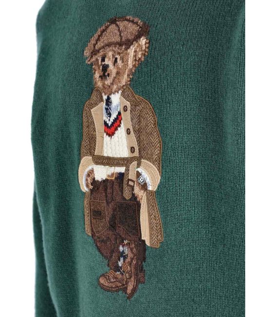 Ralph Lauren Green Knit Sweater With Ribbed Details for men