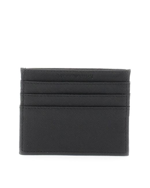 Emporio Armani Mens Black Eagle Logo Embossed Leather Wallet