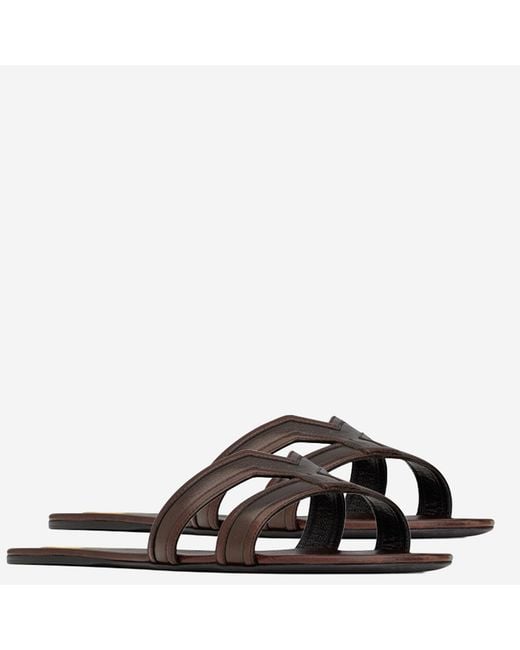 Saint Laurent Brown Leather Sandals Calf