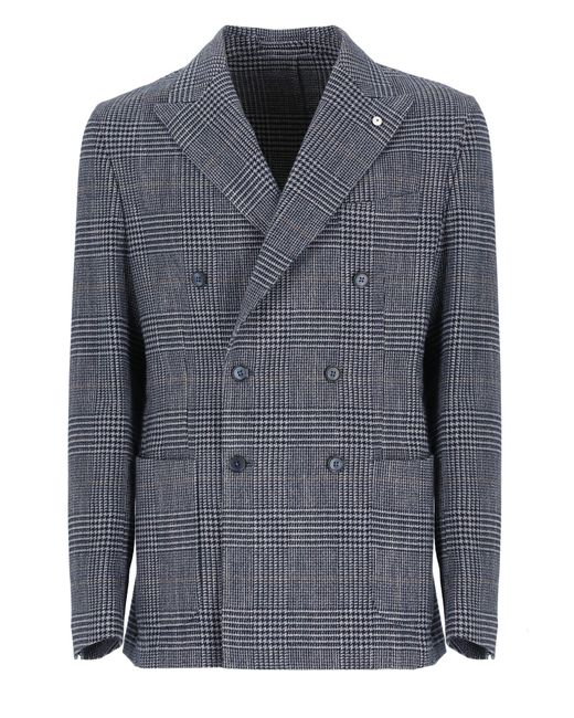 L.b.m. 1911 Gray Cotton Double-Breasted Jacket for men