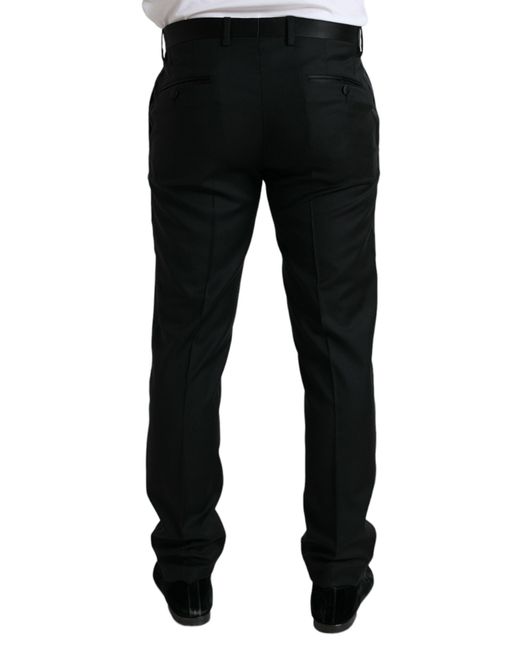 Dolce & Gabbana Black Wool Slim Fit Formal Trouser Dress Pants for men