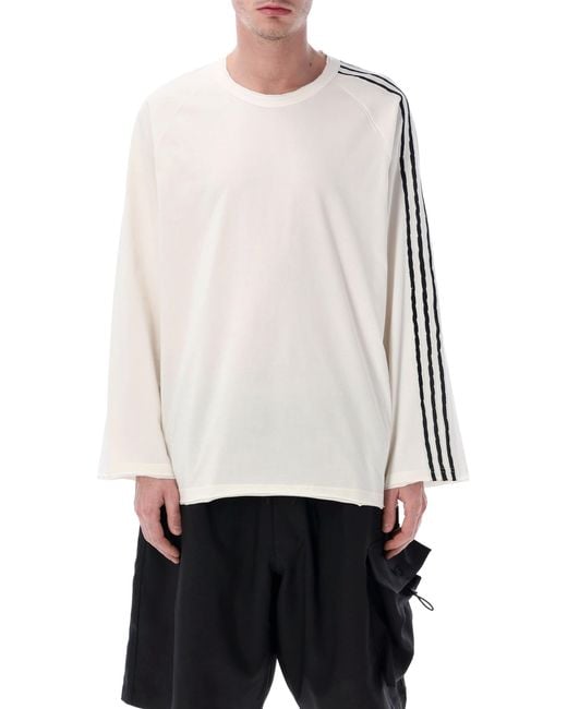 Y-3 White Raw Edge Long Sleeve T-Shirt for men