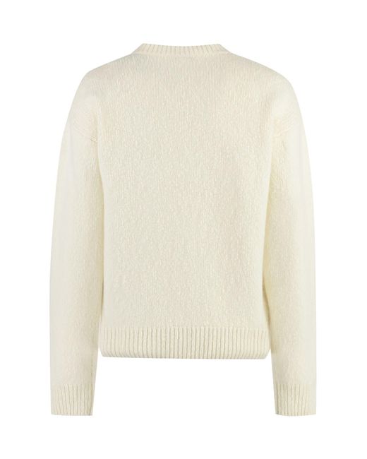 Moncler White Crew-Neck Wool Sweater