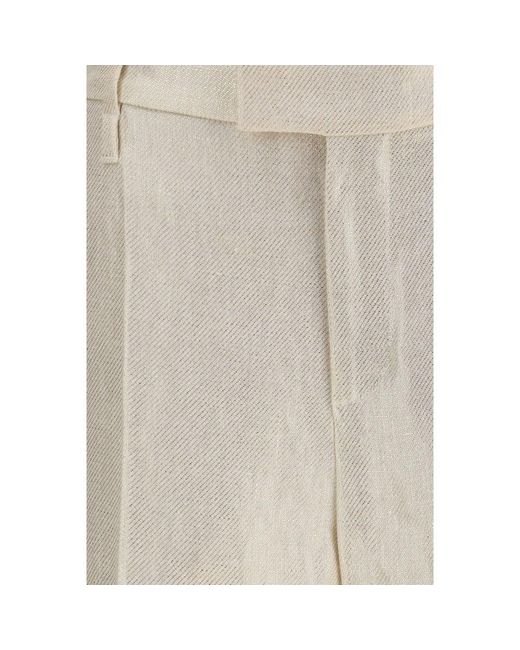Brunello Cucinelli Natural Beige Silk Casual Pants