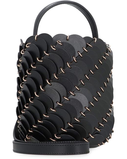 Rabanne Black Paco Bucket Leather Mini Bag