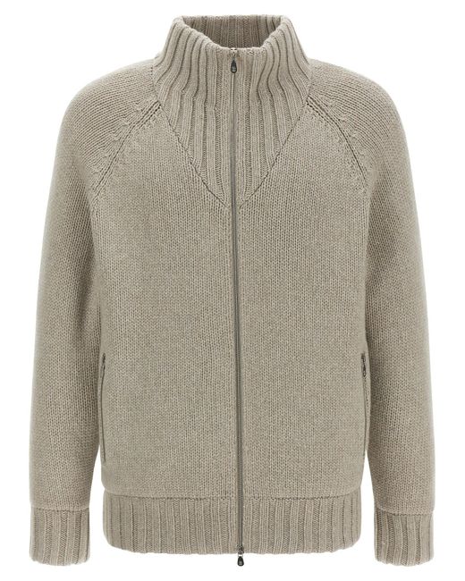 Brunello Cucinelli Gray Padded Cardigan for men
