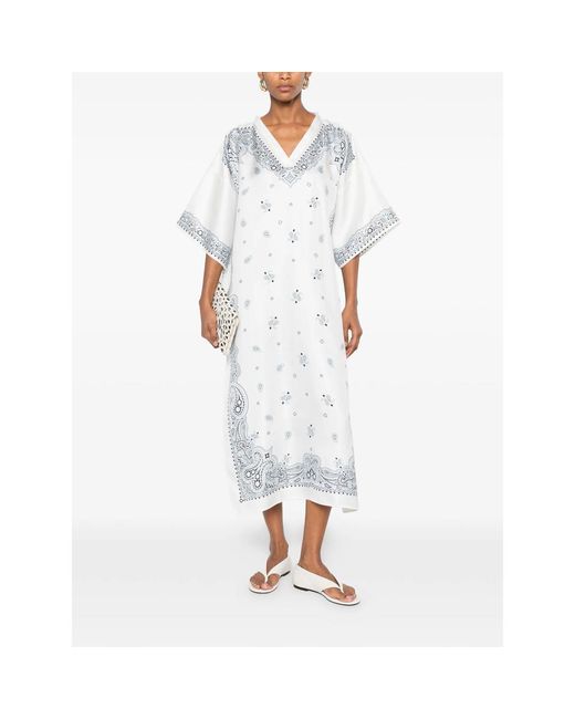 Ferragamo White Cape Silk Day Dresses