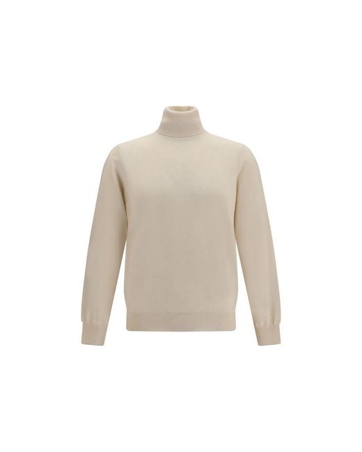 Brunello Cucinelli Natural Beige Cashmere Turtleneck for men