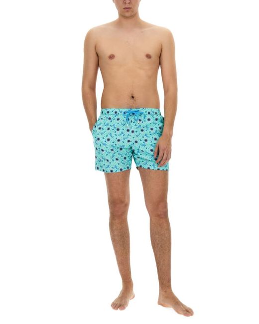 Mc2 Saint Barth Blue Boxer Swimsuit With Print for men