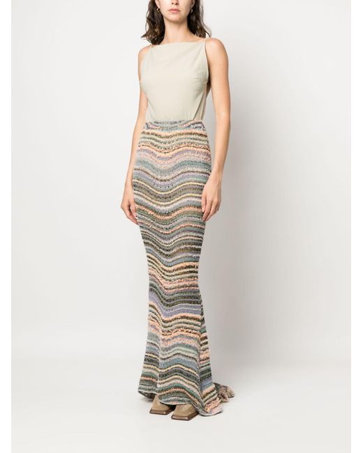 VITELLI White Swirl-Print Maxi Skirt