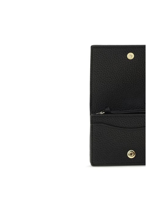 Ganni White Bou Card Holder With Flap Grained Wallet