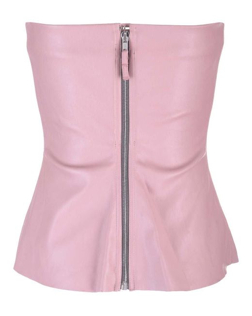 Rick Owens Pink Leather Bustier Top