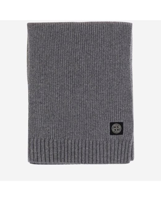 Stone Island Gray Wool Blend Scarf Virgin