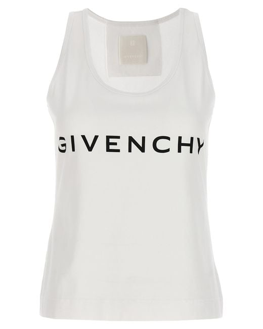 Givenchy White Logo Print Tank Top Tops