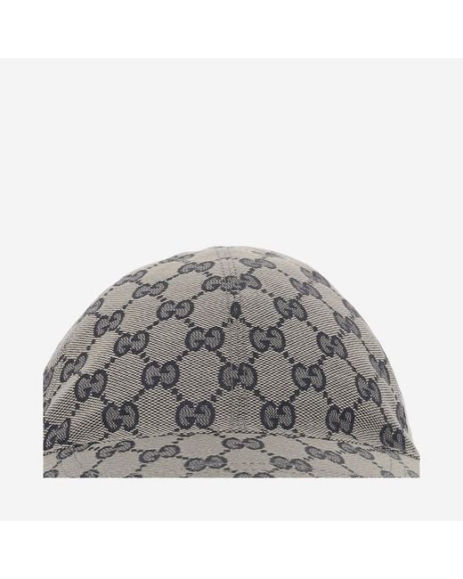 Gucci Gray Baseball Hat Gg Fabric Polyester for men