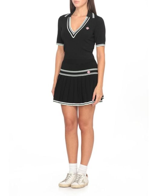 Casablanca Black Pleated Viscose Skirt