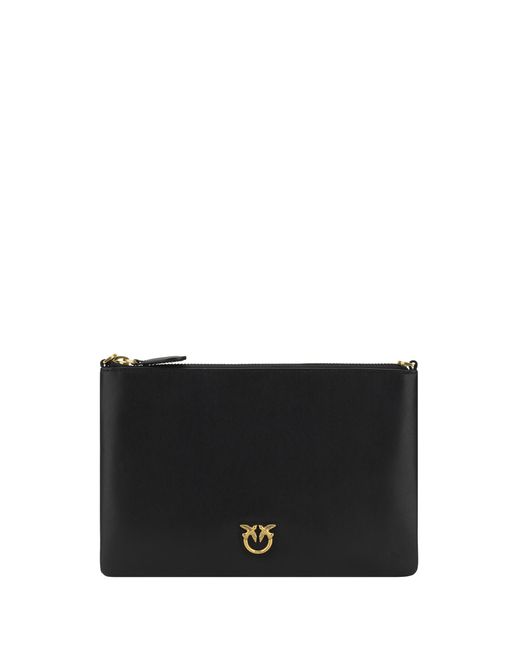 Pinko Black Leather Shoulder Bag Calf Bos Taurus