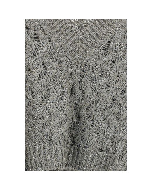 Brunello Cucinelli Gray Silk Sweatshirt Clothing