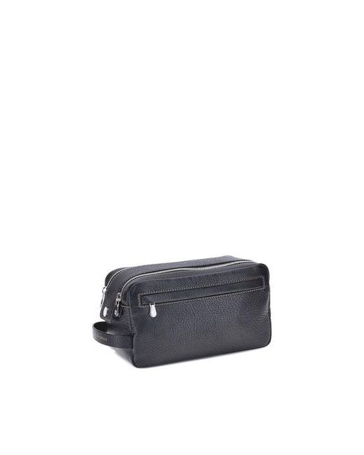 Brunello Cucinelli Blue Pebbled Leather Beauty Case for men