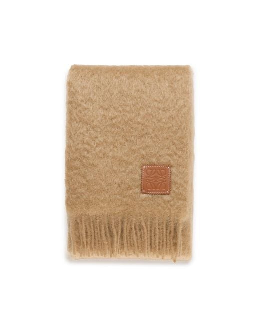 Loewe Natural Anagram Logo Patch Mohair Wool Blend Scarf