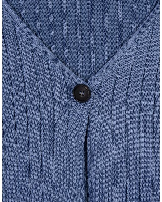 Marni Blue Light Ribbed Knit Short Cardigan