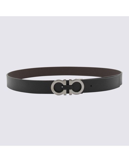 Ferragamo Black And Leather Gancini Belt for men