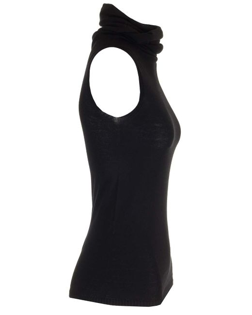 Rick Owens Black Fitted Jersey Top