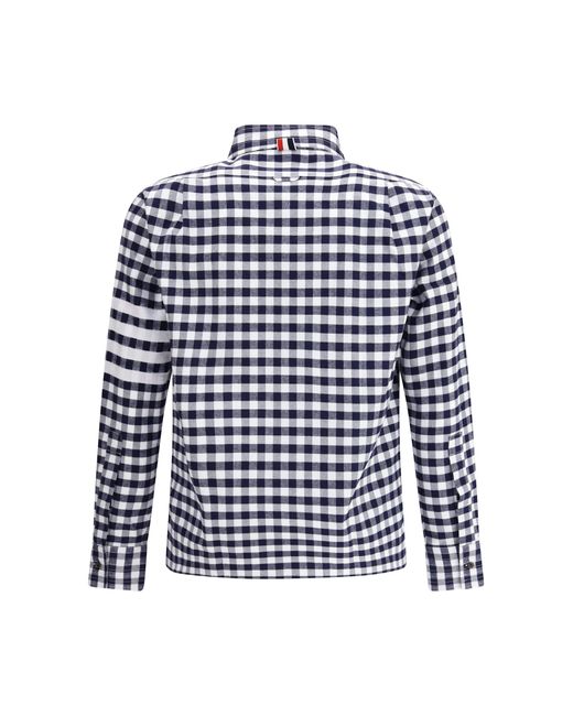 Thom Browne Blue Vichy Cotton Flannel Shirt for men