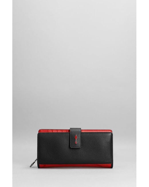 Christian Louboutin Gray Paloma Wallet In Black Leather