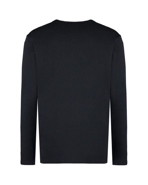 Versace Blue Long-sleeved Crewneck T-shirt for men
