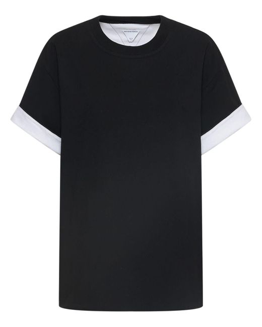 Bottega Veneta Double Layered Cotton T-shirt in Black for Men | Lyst