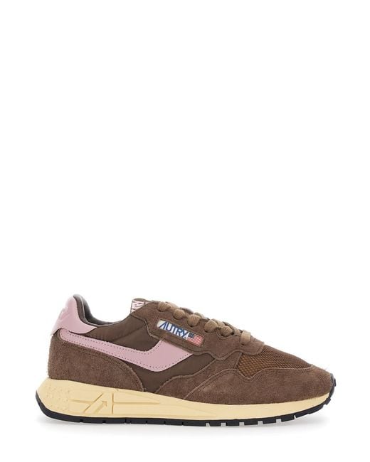 Autry Brown Sneakers Leather Nylon Trainers