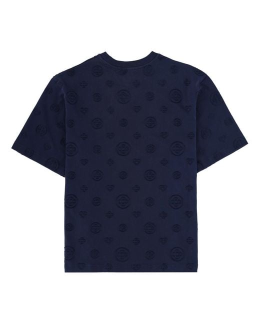 Casablanca Blue T-Shirt Monogram Details Organic Cotton T-Shirts for men