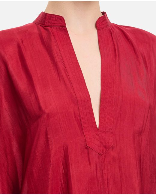 THE ROSE IBIZA Red Silk Bicolor Tunic Dress