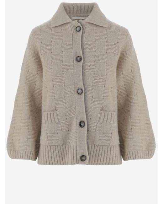 Allude Natural Cardigan Cashmere And Silk