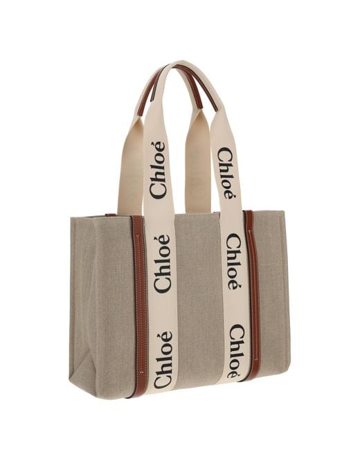 Chloé Natural Woody Canvas Shoulder Bag