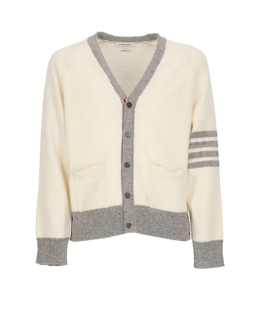 Thom Browne Natural Buttoned Cardigan for men