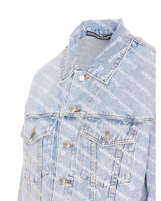 Alexander Wang Blue All Over Logo Denim Jacket