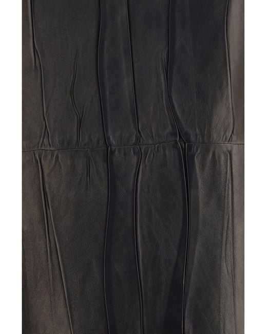 Ermanno Scervino Black Midi Leather Skirt Lamb Ovis Aries