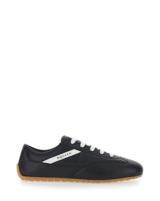 McQueen Black Low-Top Leather Sneakers Trainers for men