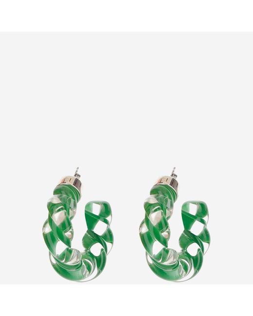 Bottega Veneta Green Hoop Earrings Twisted Glass