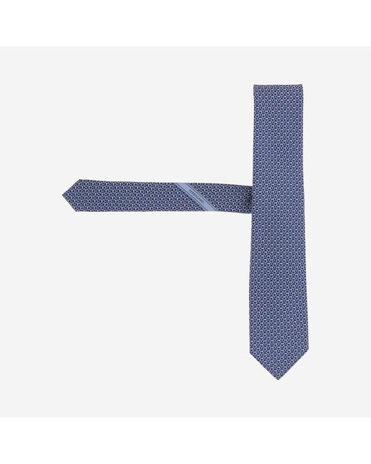 Ferragamo Blue Silk Tie Pattern Ties & Bow for men