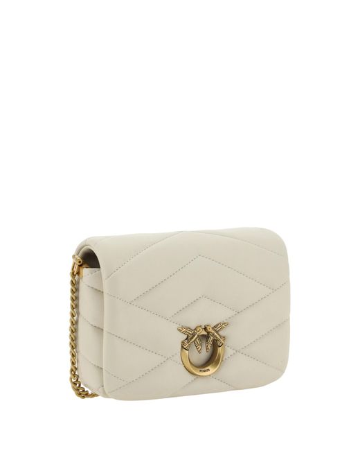 Pinko White Love Click Shoulder Bag