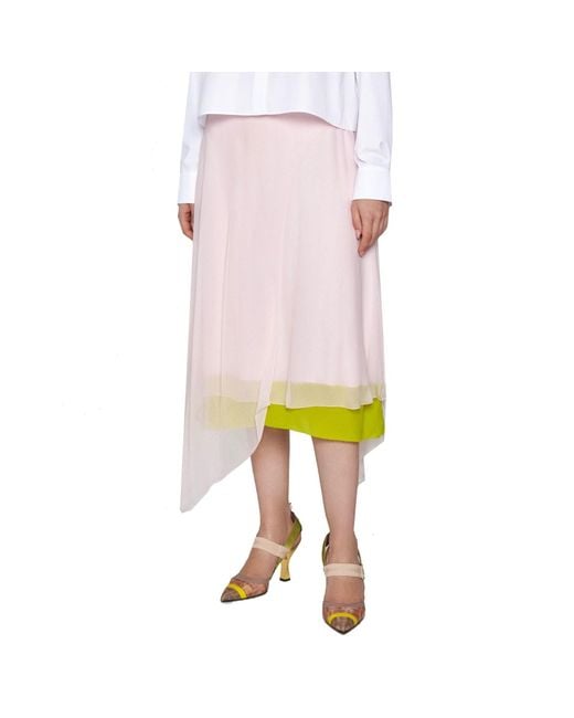 Fendi Pink Silk Skirt
