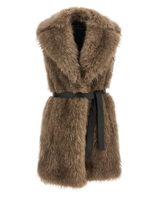 Blancha Brown Lamb Fur Sleeveless Jacket Clothing