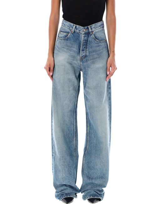 Saint Laurent Blue V-waist Long baggy Jeans