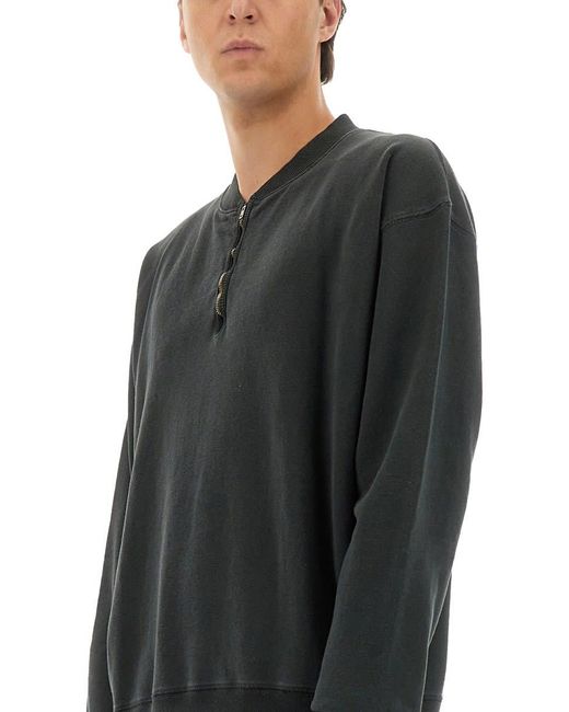 Maison Margiela Gray Three-Quarter Zipper Sweatshirt for men